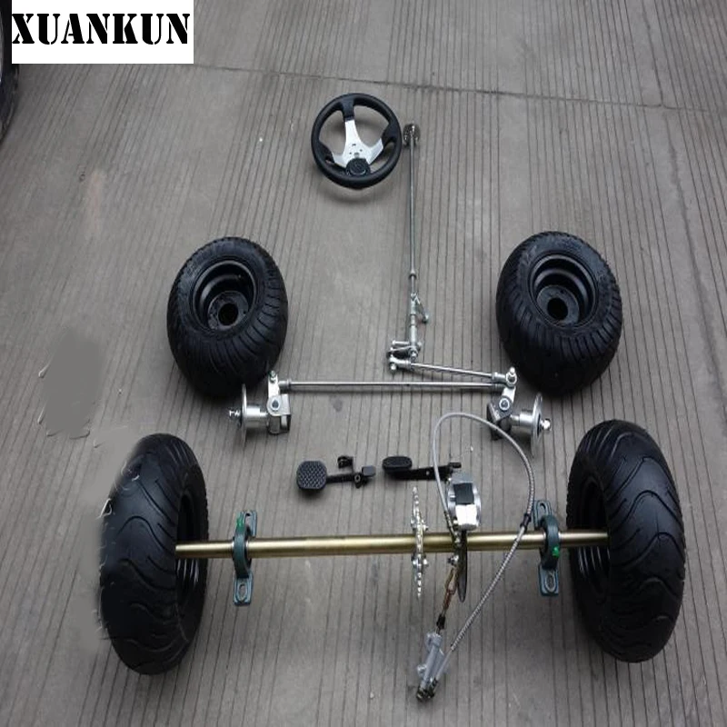 XUANKUN Modified Drift Kart 168CC Karting Modified Rear Axle Suspension Front Axle Steering Kit 6 Inch Tires Rear Axle XUANKUN Modified Drift Kart 168CC Karting Modified Rear Axle Suspension Front Axle Steering Kit 6 Inch Tires Rear Axle