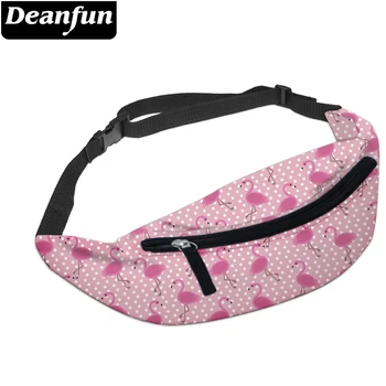 

Deanfun Unisex Waist Bag 3D Printed Striped Flamingo Pattern Adjustable Belt Multifunction for Travel YB3 #