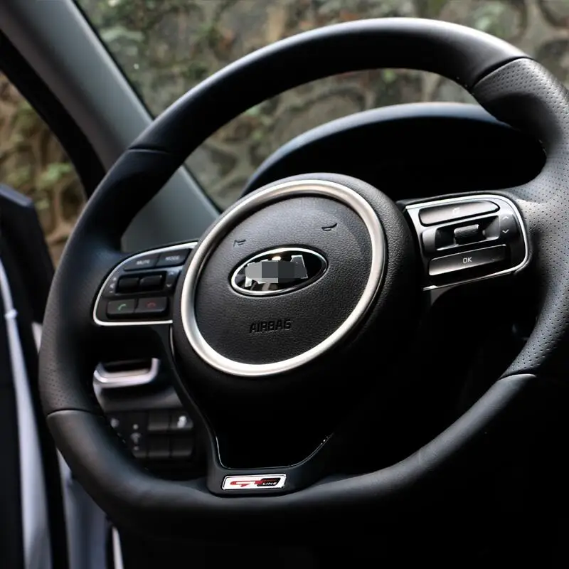 Stainless Steel Car Styling Steering Wheel Logo Emblems Ring Trim Decoration Sticker For Kia Sportage 2016
