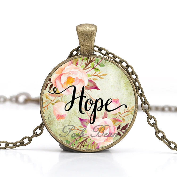 Женское винтажное ожерелье Love/Hope/Dream/Faith/Believe/Wish Античная бронзовая цепочка стекло