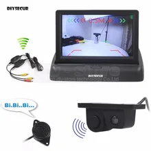 DIYSECUR Wireless 4.3 Inch Foldable Car Monitor + Waterproof Video Parking Radar Sensor Car Camera Parking System Kit