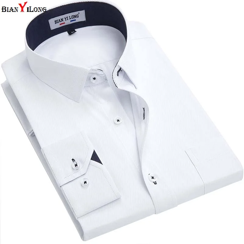 6XL синяя/белая/черная рубашка мужская деловая Повседневная рубашка с длинными рукавами Классическая полосатая мужская одежда рубашки camisa masculina