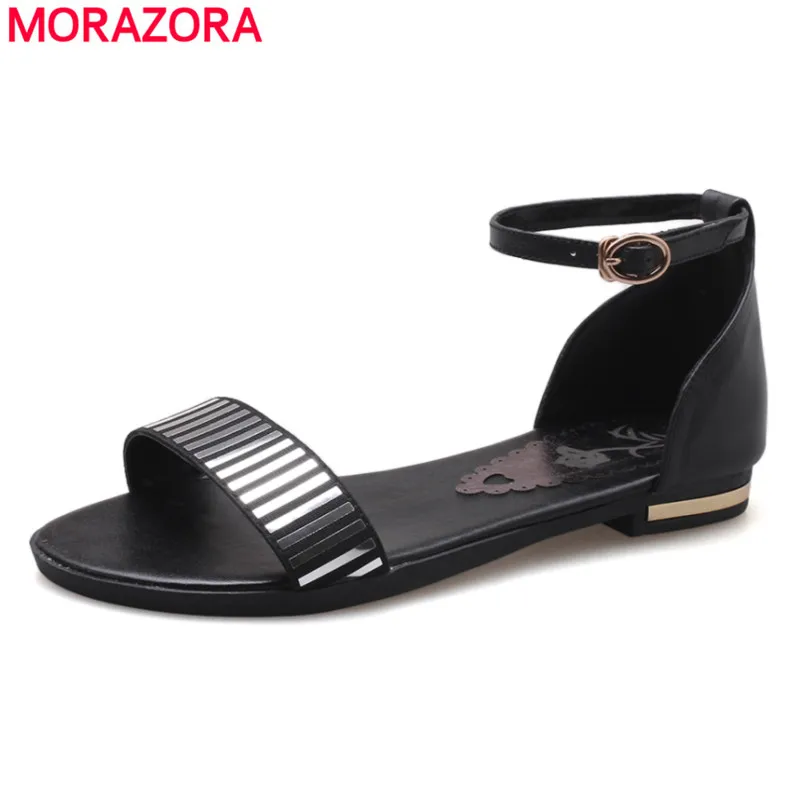 

MORAZORA Drop ship Size 34-46 New 2020 new genuine leather shoes women sandals summer beach shoes with buckle ladies shoes