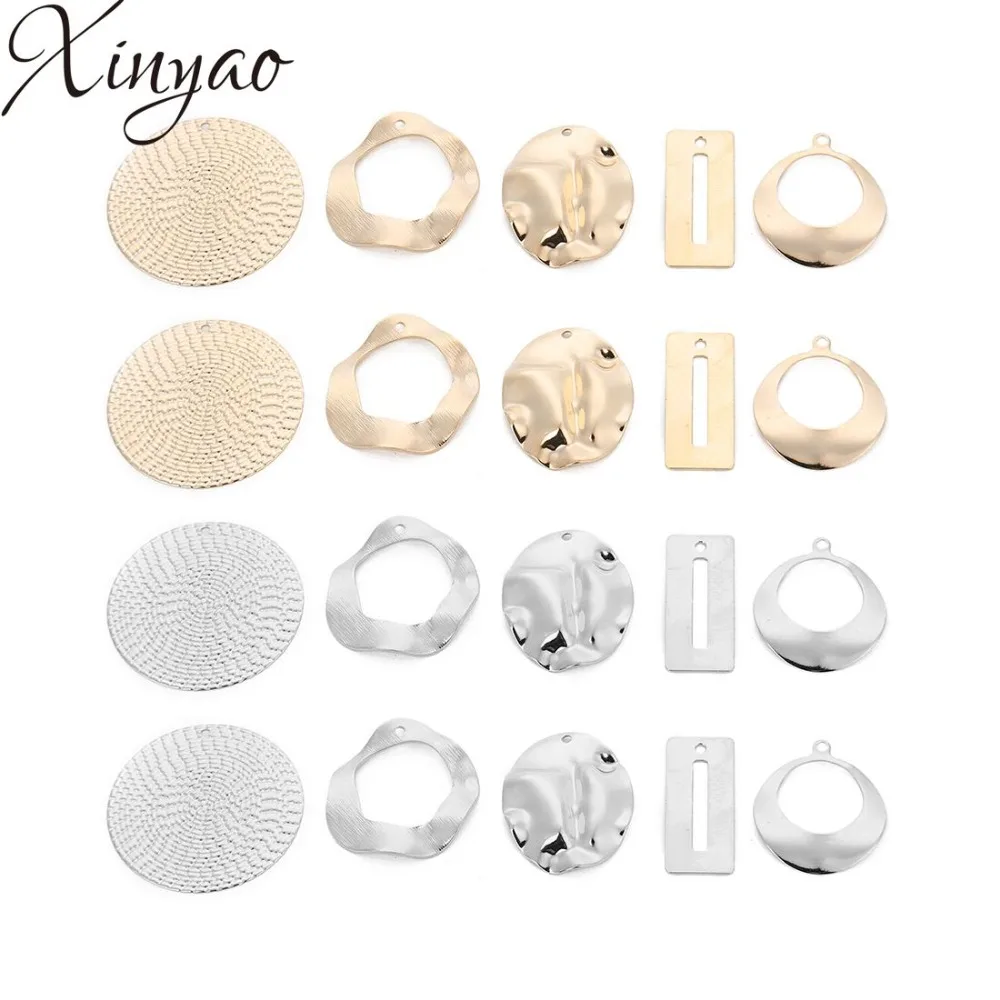 

XINYAO 10pcs/lot 5 Style Retro Copper Earring Connector Charms Pattern Hollow Pendent Diy Jewelry Findings Make DIY Accessories