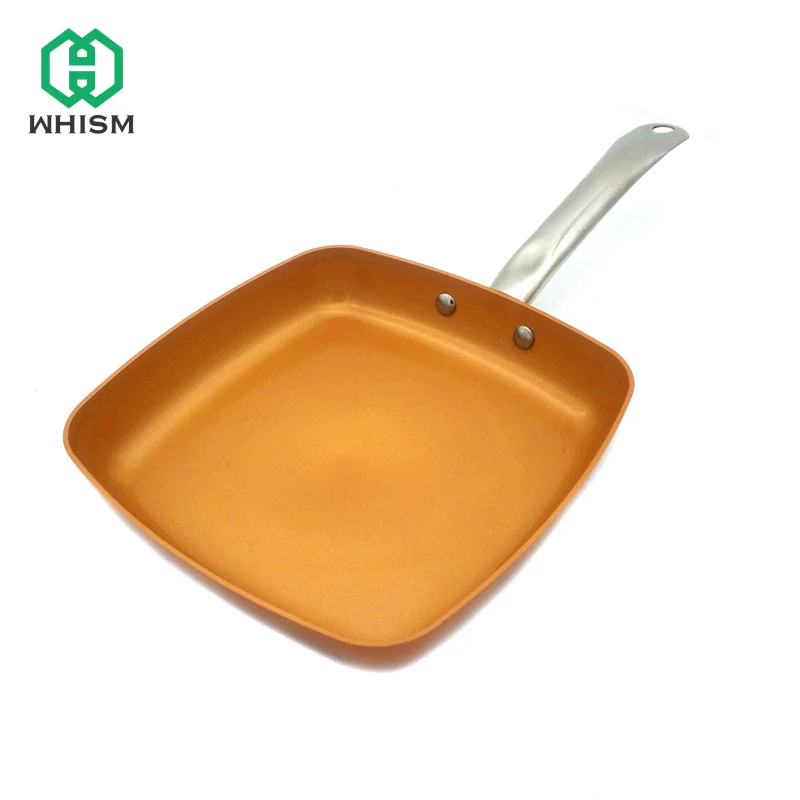 WHISM 10 Inch Nonstick Copper Frying Pan Deep Square Induction Fry Pan Dishwasher Safe Oven Safe WHISM 10 Inch Nonstick Copper Frying Pan Deep Square Induction Fry Pan Dishwasher Safe Oven Safe