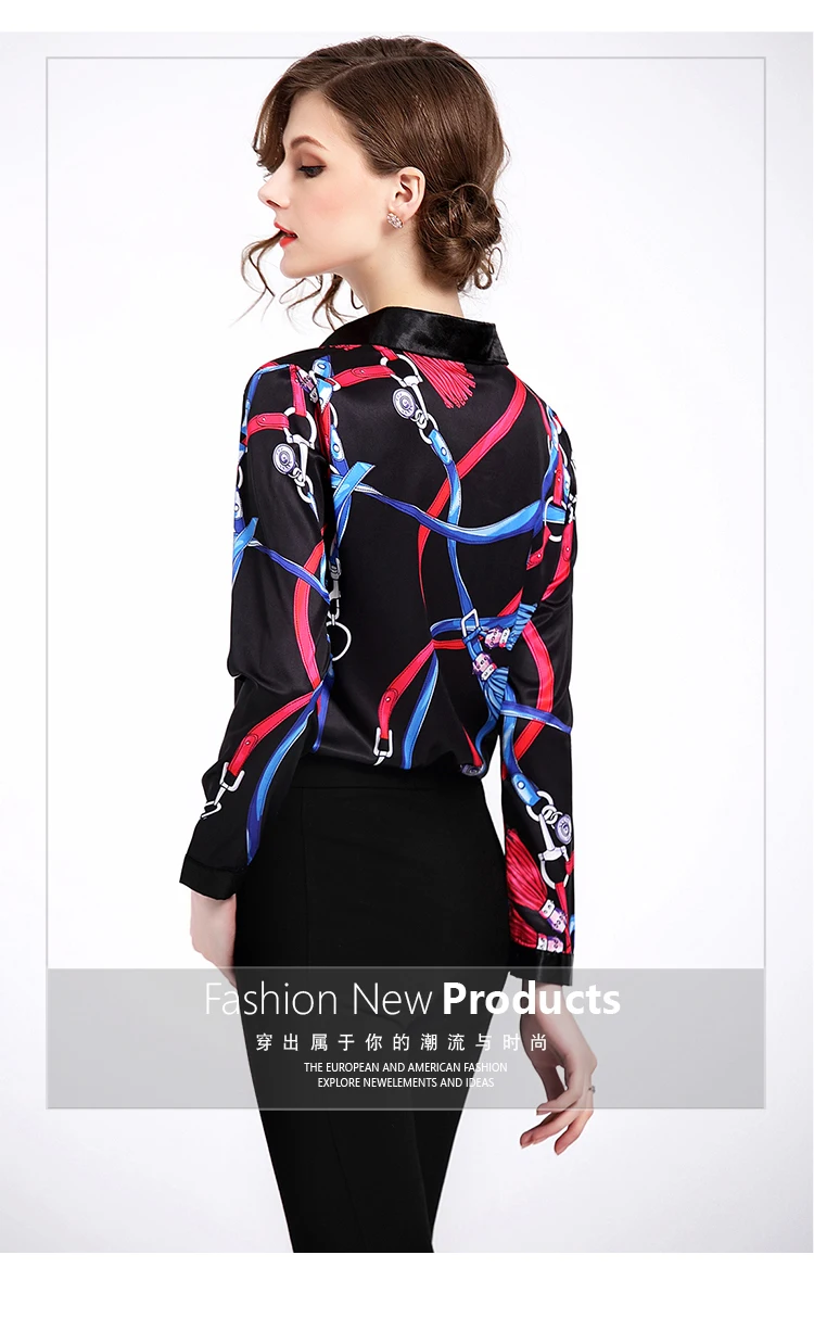 Fashion Autumn Shirts Women Chiffon Blouses 2018 New Luxury Print OL Female Tops Retro Vintage Work Wear Fashion Autumn Shirts Women Chiffon Blouses 2018 New Luxury Print OL Female Tops Retro Vintage Work Wear