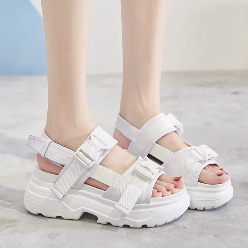 

Women Sandals Summer black white shoes fashion Thick bottom Increase women sandals ladies buckle platform shoes 35-39 YJ-24