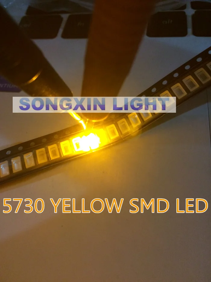 100 шт. 5630/5730 SMD/SMT Желтый SMD 5730 светодиодный поверхностный монтаж желтый 2,0~ 2,6 В 580-590nm ультра Birght светодиодный Диод чип 5730 желтый