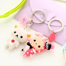 2 шт силиконовый чехол для ключей в виде животных для женщин, брелок Мультяшные цепи, Модный милый подарок для школы, офисные принадлежности, детский подарок