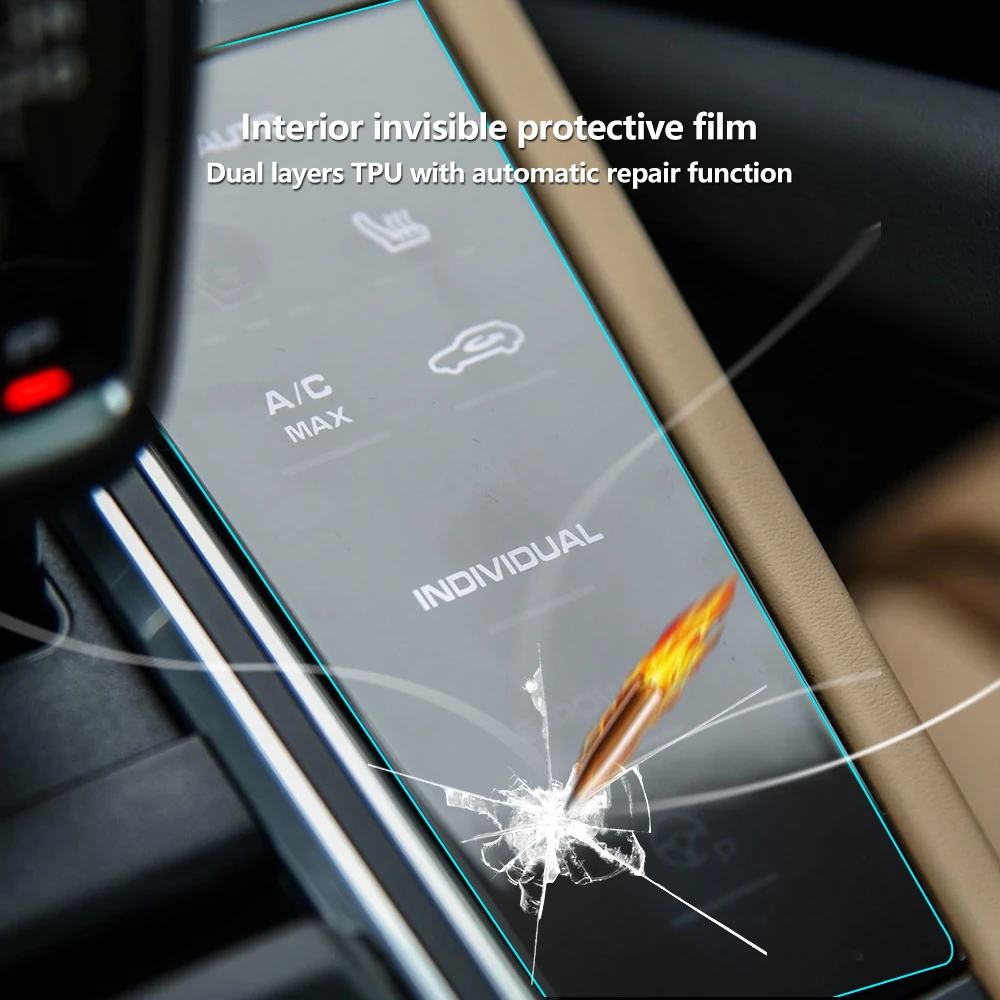 Car Interior Console Gear Panel Screen Protector Transparent Protective Film Sticker for Porsche Cayenne 2018 2019 Accessories
