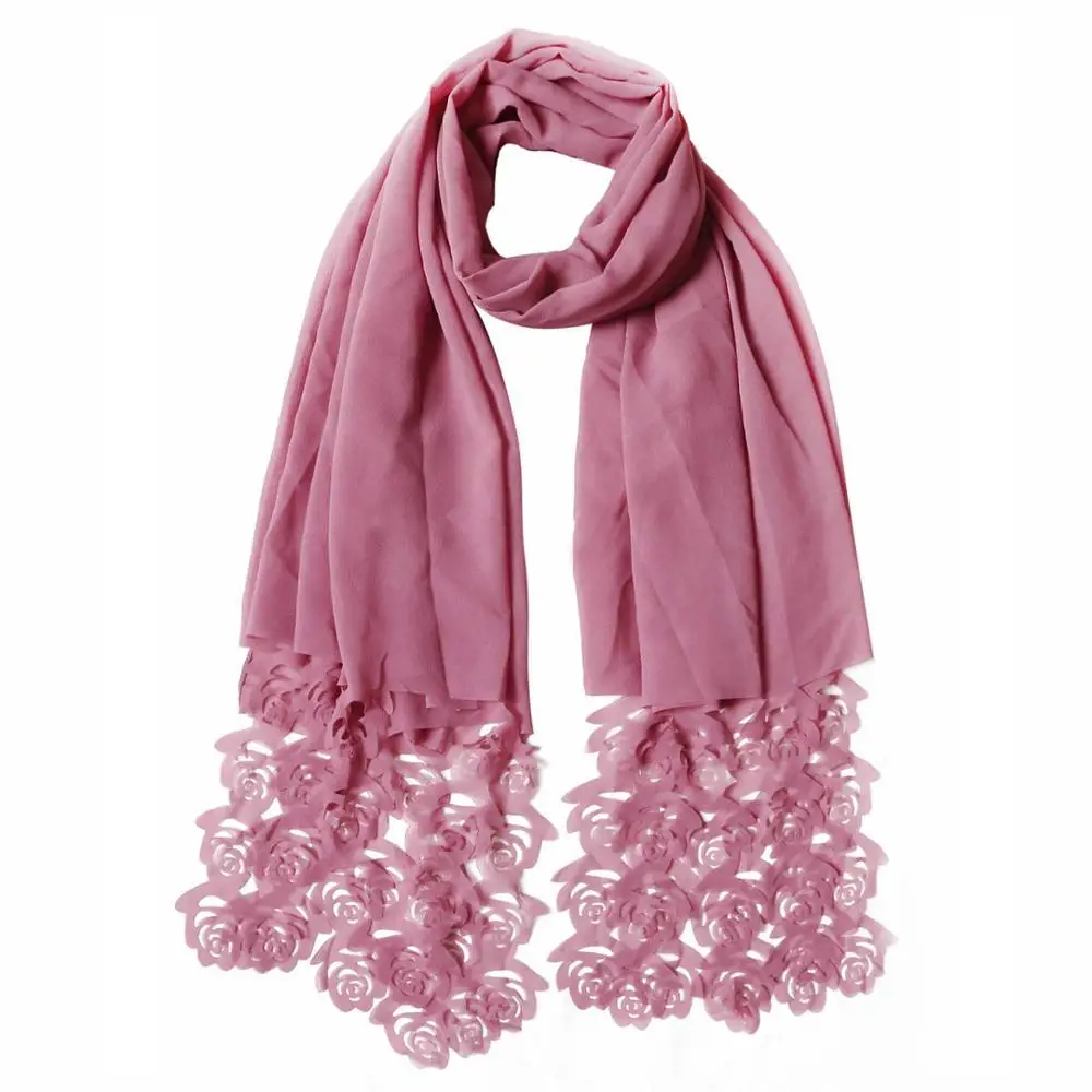 180*85 см Популярные розовые и цветок Лазерная резка пузырь шифоновая повязка на голову полые шарфы хиджаб кашне в мусульманском стиле головной платок - Цвет: 8 dusty pink