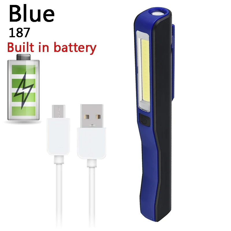 Litwod Z20187 встроенный аккумулятор Micro USB Перезаряжаемый светодиодный светильник светодиодный XP-G Q5 COB фонарь для работы походный светильник - Испускаемый цвет: Blue 187