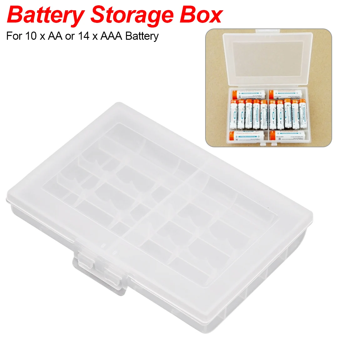 

AA Battery Storage Box Case Holder Plastic Battery Container Storage Holder for Maximum 10 x AA or 10x AAA Batteries Organizer