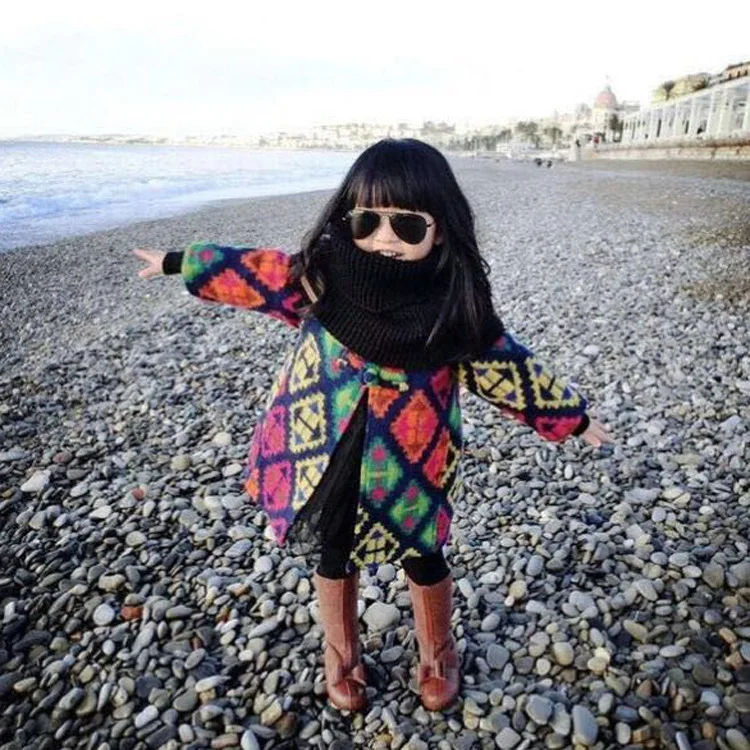 2016 winter coat baby girl a folk style color woolen coat in the long coat free