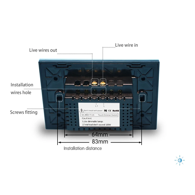 Удаленный регулятор яркости США Стандартный контроллер диммерный сенсорный датчик переключатель 1 банда 1 способ стеклянная панель+ светодиодный, включая пульт дистанционного управления