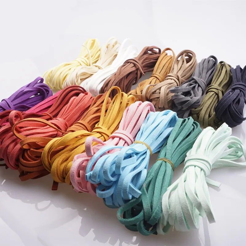 

5mm 5m/roll Multi-Color Flat Faux Suede Cord Korean Velvet Leathe Rope for DIY Handmade Jewelry Making Finding Accessories HK040