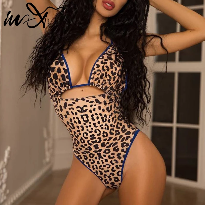 

In-X Leopard print one piece swimsuit female Woman monokini High cut sexy bikini 2019 Cutout swim suit new maillot de bain femme