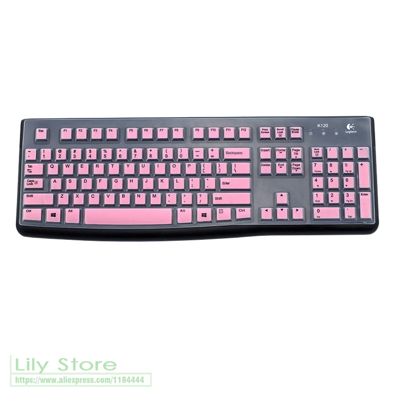 Для logitech MK120 K120 Пылезащитная пленка силиконовая Пылезащитная Механическая Беспроводная настольная клавиатура защитная крышка - Цвет: pink
