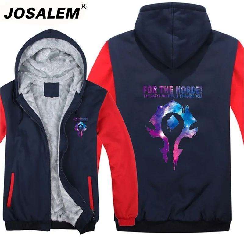 JOSALEM Horde Winter Warm Jacket Men 2018 World Of Warcraft Fleece Mens Hooded Sweatshirts Dota2 Man Thicken Hoody Coats | Мужская