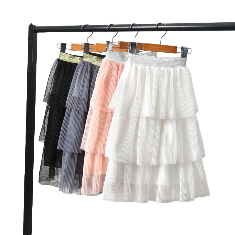 Falda larga estilo cupcake para niñas de 2 a 12 años, ropa de playa, faldas con volantes de tul de encaje, blanco y negro, faldas de baile para fiesta|Faldas| - AliExpress