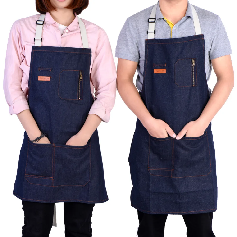 Download Durable Denim Cloth Apron for Home Cooking Gardening Baking men and women restaurant coffee shop ...