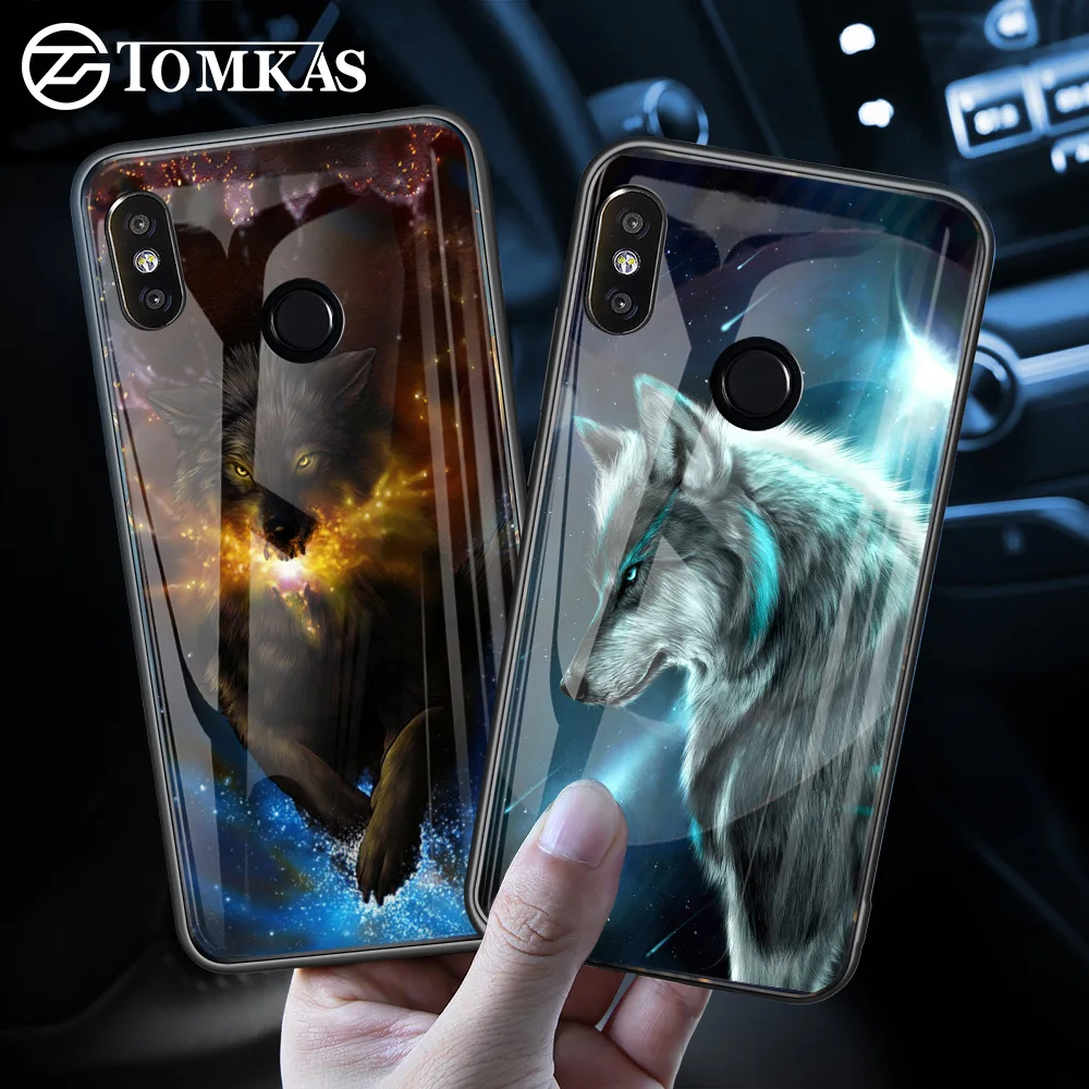 

TOMKAS Tempered Glass Cases For Xiaomi Redmi 5 Plus Case Mi A1 8 Glossy Animal Silicone Cover Case For Xiaomi Redmi 4X Note 5 4X