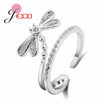 

Lovely Dragonfly Jewelry 925 Sterling Silver Adjustable Finger Rings for Women Girls Best Birthday Gift Zircon Anel