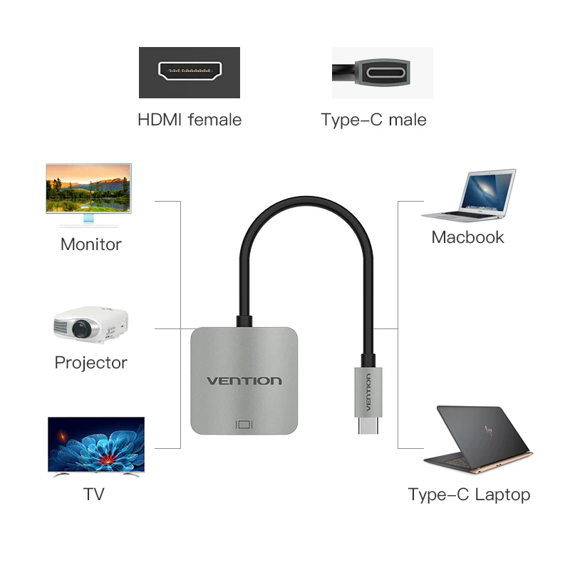 Vention USB C HDMI 4K 3 1 Type к Famale адаптер для MacBook Chromebook Pixel Huawei Mate 10 c адаптер|hdmi 4k|hdmi adapterto hdmi |
