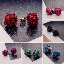 Модные корейские женские серьги-гвоздики золотистого цвета с кристаллами и цирконием для женщин и девушек, Подарочные ювелирные изделия