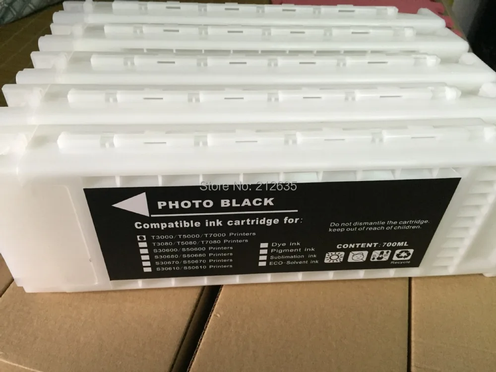 

5 pcs/set 700ml refillable ink cartridgeswith chips for Epson SureColor T7000 ink cartridges