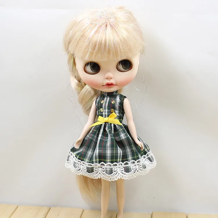 Бесплатная доставка Для Blyth Doll ледяное платье зеленый наряд