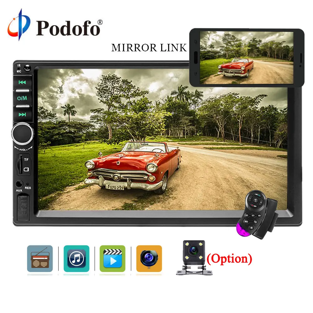 

Podofo Car Stereo Bluetooth Radio car audio 7'' 2din Touch Screen autoradio Handsfree Rear View Camera steering wheel control FM