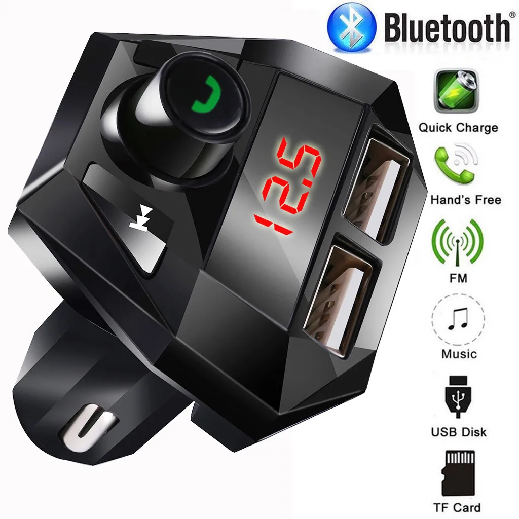 Car Kit Hands free Wireless Bluetooth FM Transmitter LCD MP3 Player USB Chargesr#T2