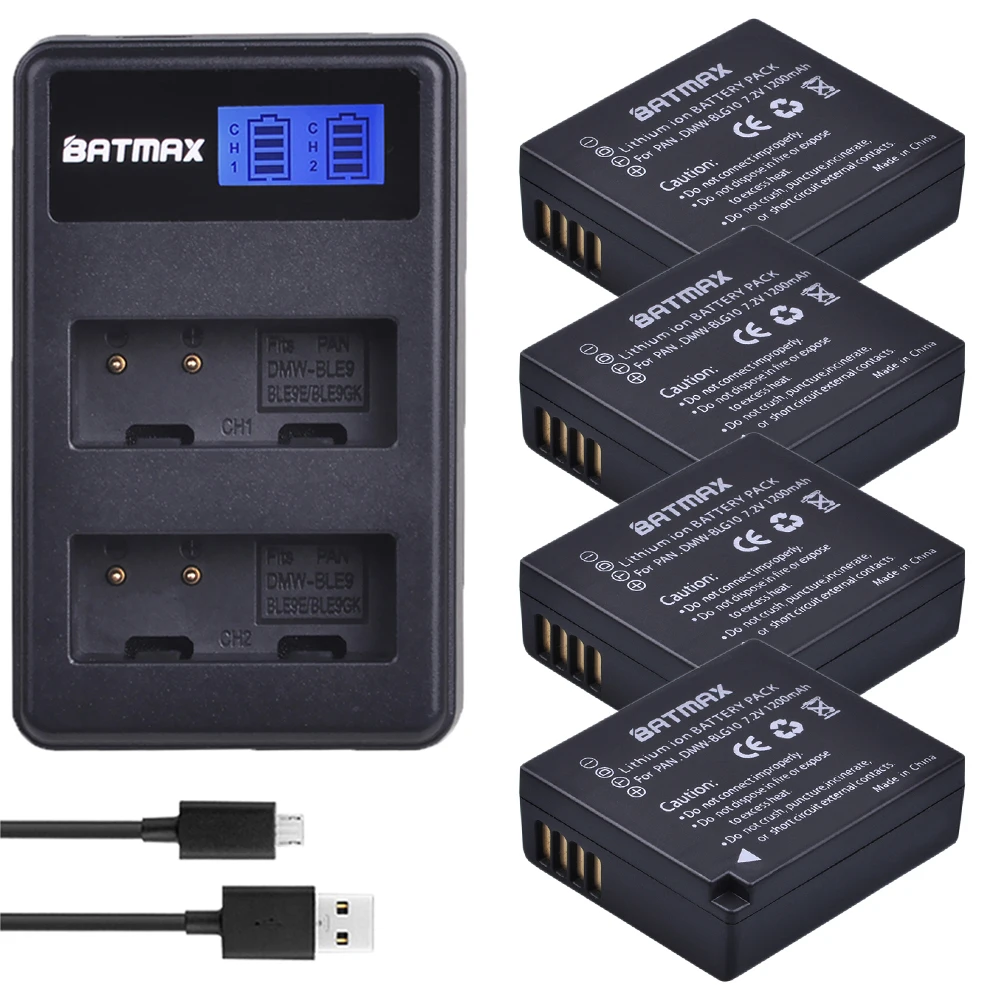 

4Pcs DMW-BLG10 DMW-BLE9 BP-DC15 BPDC15 Camera Battery + LCD Dual Charger for Panasonic LUMIX GF5 GF6 GX7 LX100 GX80 GX85