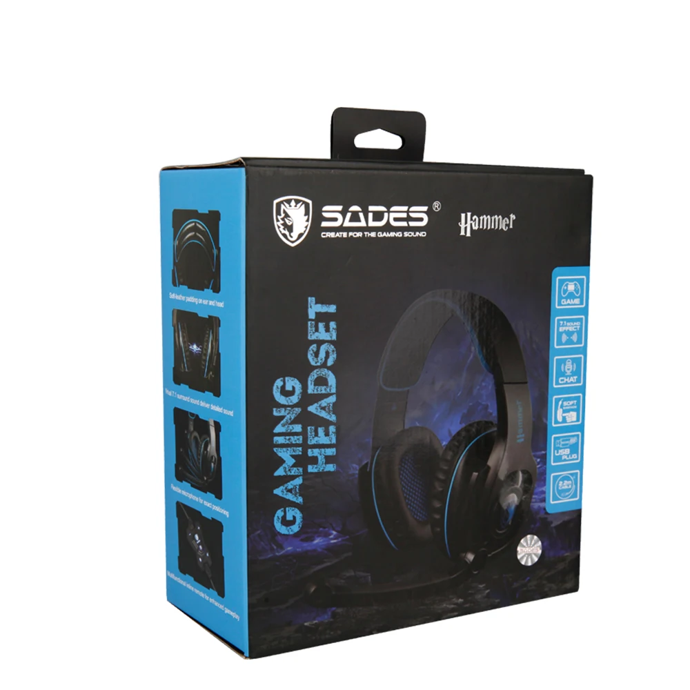 Гарнитура SADES HAMMER Virtual 7 1 с объемным звуком игровые наушники вращающимся