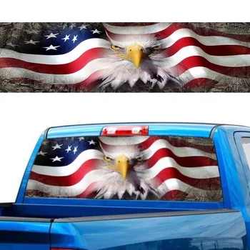 

2019 New 65" x 22" American Flag Eagle Rear Window Tint Graphic Decal Wrap Back Truck Tailgate For Most Pick Up Trucks