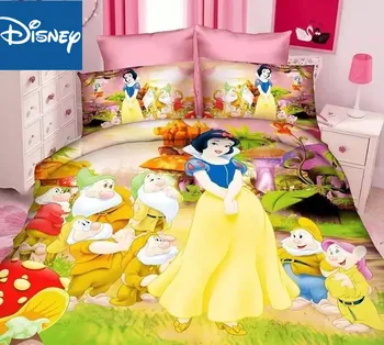 

princess disney bedding set for girls single twin size duvet cover 3/4pcs bedlinen cartoon pillowcase flat sheet fitted sheet