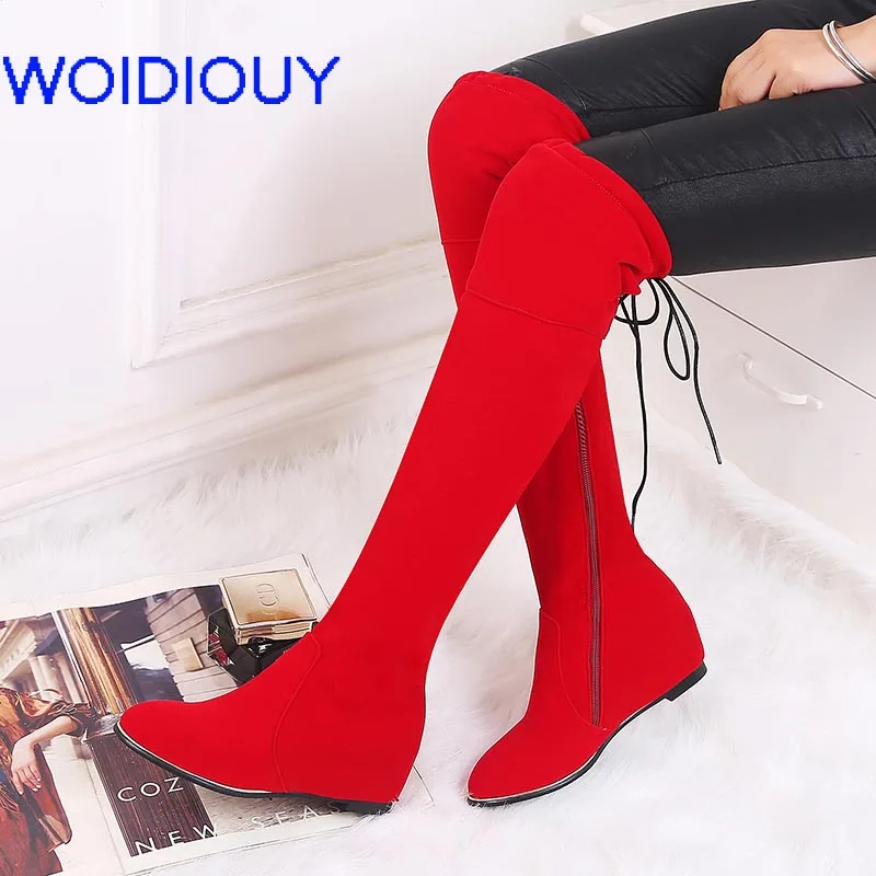 

Women Boots Winter Lace up high heels boots long shoesfor Women Boots Over The Knee High Leg Suede Long Boots Shoes Women