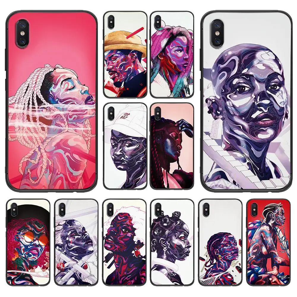 Black African art trend girl illustration For Xiaomi Redmi Note 5 S2 7 Plus 6 3 3S Pro 4A 4X 5A 6A Prime Case Mi 9 8 RG Lite | Мобильные