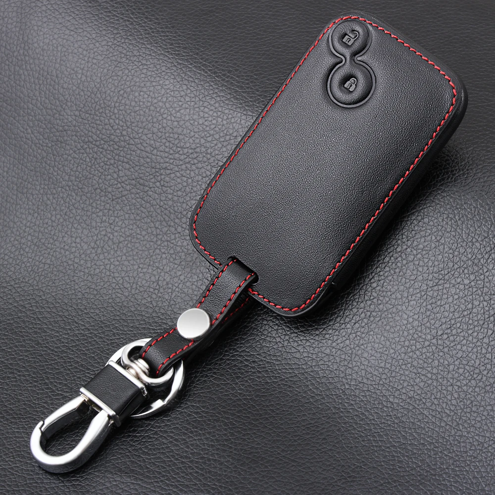 

2 Buttons Smart Remote Genuine Leather Key Cover For Renault Laguna Espace 2001-2006 Smart Card Remote Fob Car Styling