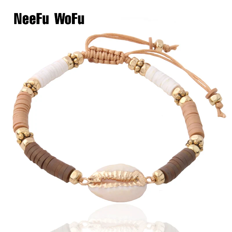 

NeeFu WoFu Clay Beads Bracelete shell Nationality manual Braceletes Pulsera de piedra Mujer de Bohemia Bangle Jewelry