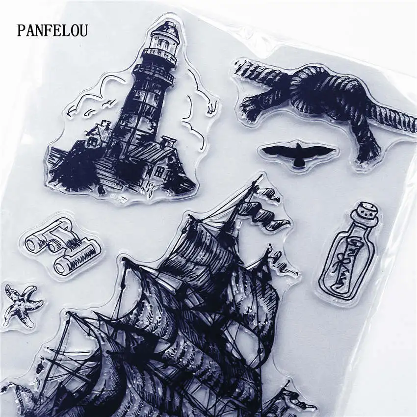 PANFELOU пиратский корабль прозрачные силиконовые резиновые штампы мультфильм для