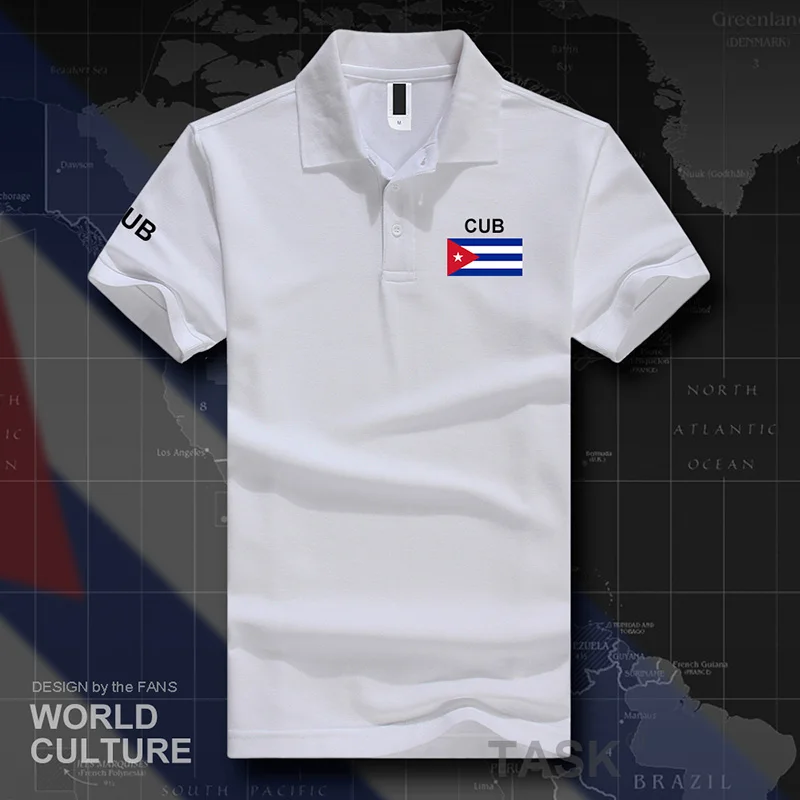 Кубинские мужские рубашки поло с коротким рукавом, белые, брендовые, с принтом для страны, хлопок, Национальный флаг, новая мода, повседневные, CU CUB