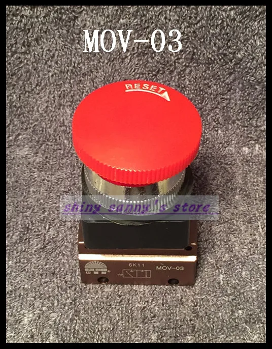 

1Pcs MOV-03 2 Way 2 Position 1/8" Thread Push-button switch Pneumatic Mechanical Valve Brand New