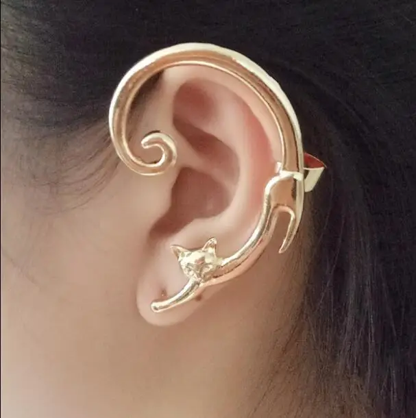 

ex441 European style cute cartoon small animal three-dimensional glossy cat Stud earring ear hook 1pcs