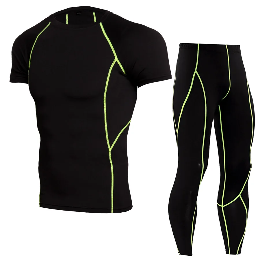 

2018 New Compression Tracksuit Fitness Tight Sportswear Running Set T-shirt Leggings Men's Sportswear Demix Gym Sport Suit