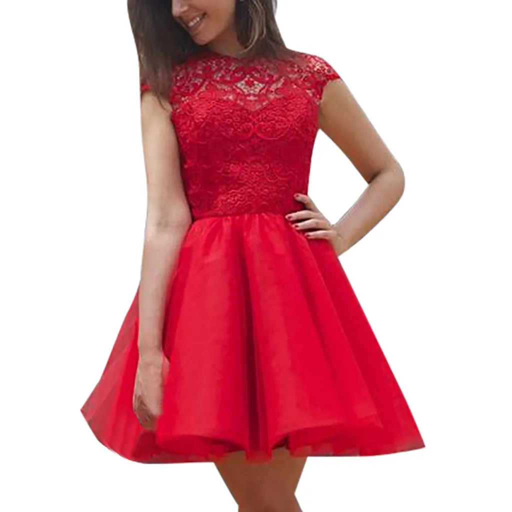 

JAYCOSIN Dress Fashion Women Summer Sexy Backless Lace Round Collar Dinner Suit Short Sleeve Dress sweet beach Dress 514