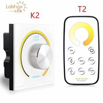 

Rotary CCT touch panel dimmer Switch knob RF wireless remote color temperature controller For 5050 led strip light DC12V - 24V