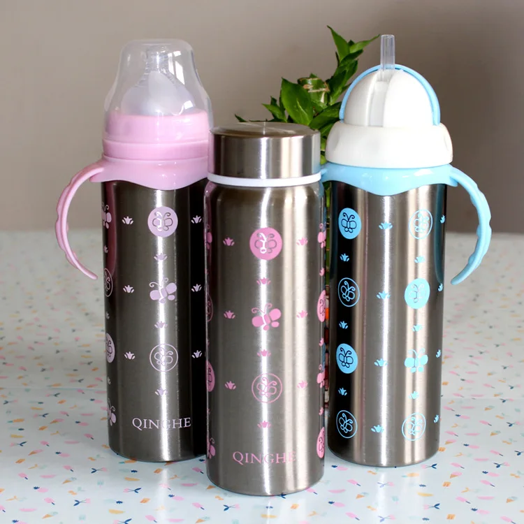

Manufacturer Wholesale Baby Stainless Steel Bottle Wide Diameter with Handle Suction Bottle Insulation Cup Double Bottle