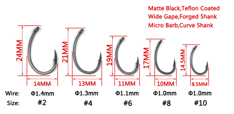 ICERIO 30 шт./упак. Матовый Черный Тефлон покрытие Карп крючки микро Барб Yn Карп Рыболовный крючок широкий Gape Совет крюк